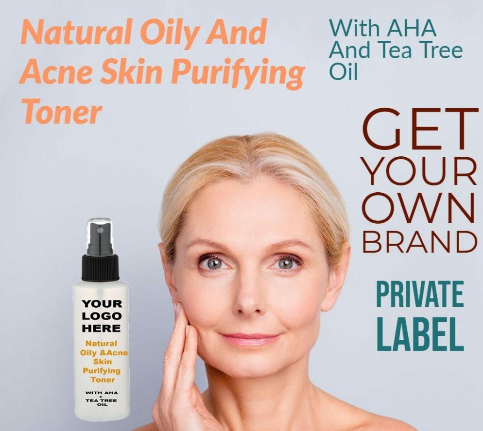 Natural Oily And Acne Skin Purifying Toner With AHA And Tea Tree Oil