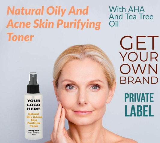 Natural Oily And Acne Skin Purifying Toner With AHA And Tea Tree Oil