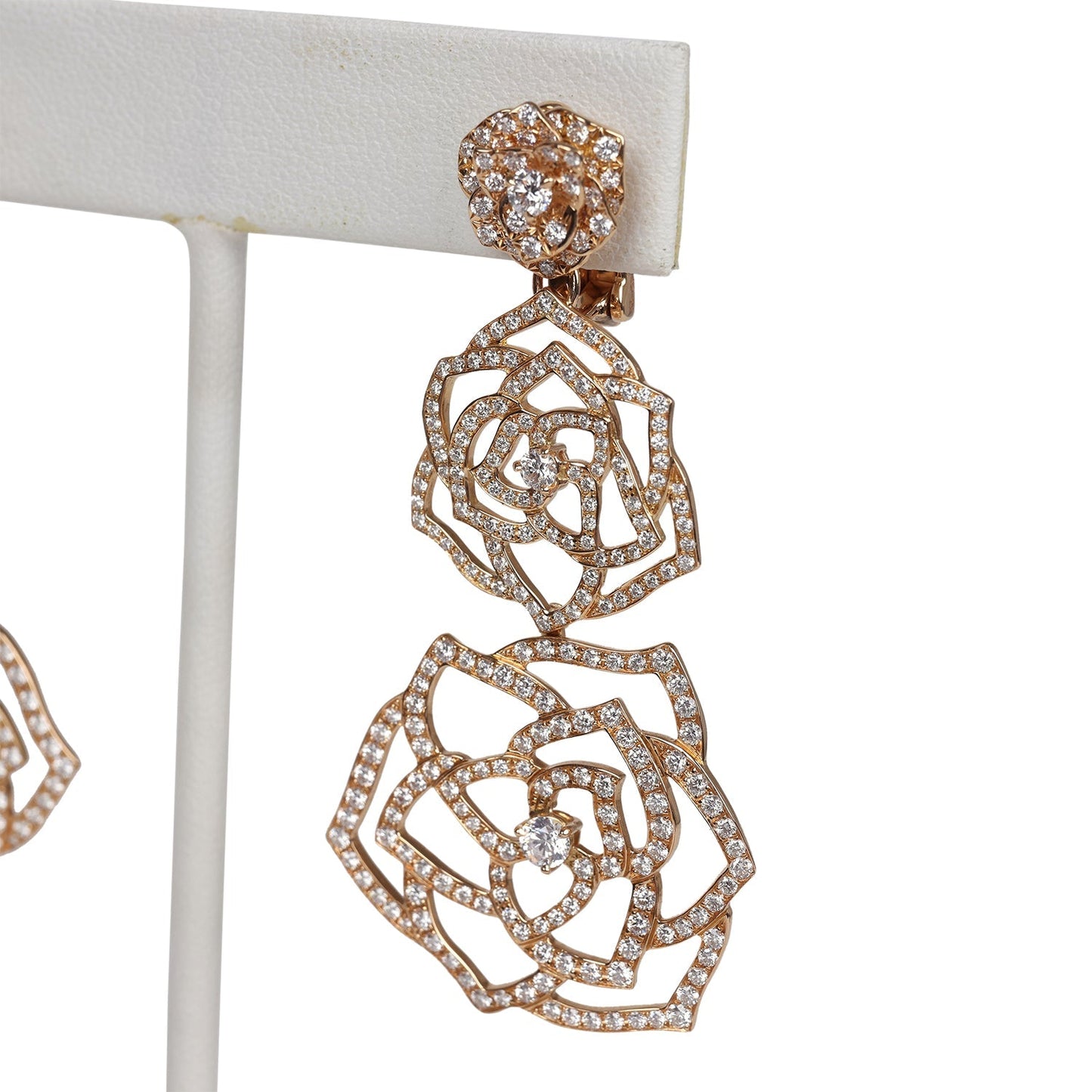 Piaget Rose Dangle Earrings 18k Rose Gold & Diamonds