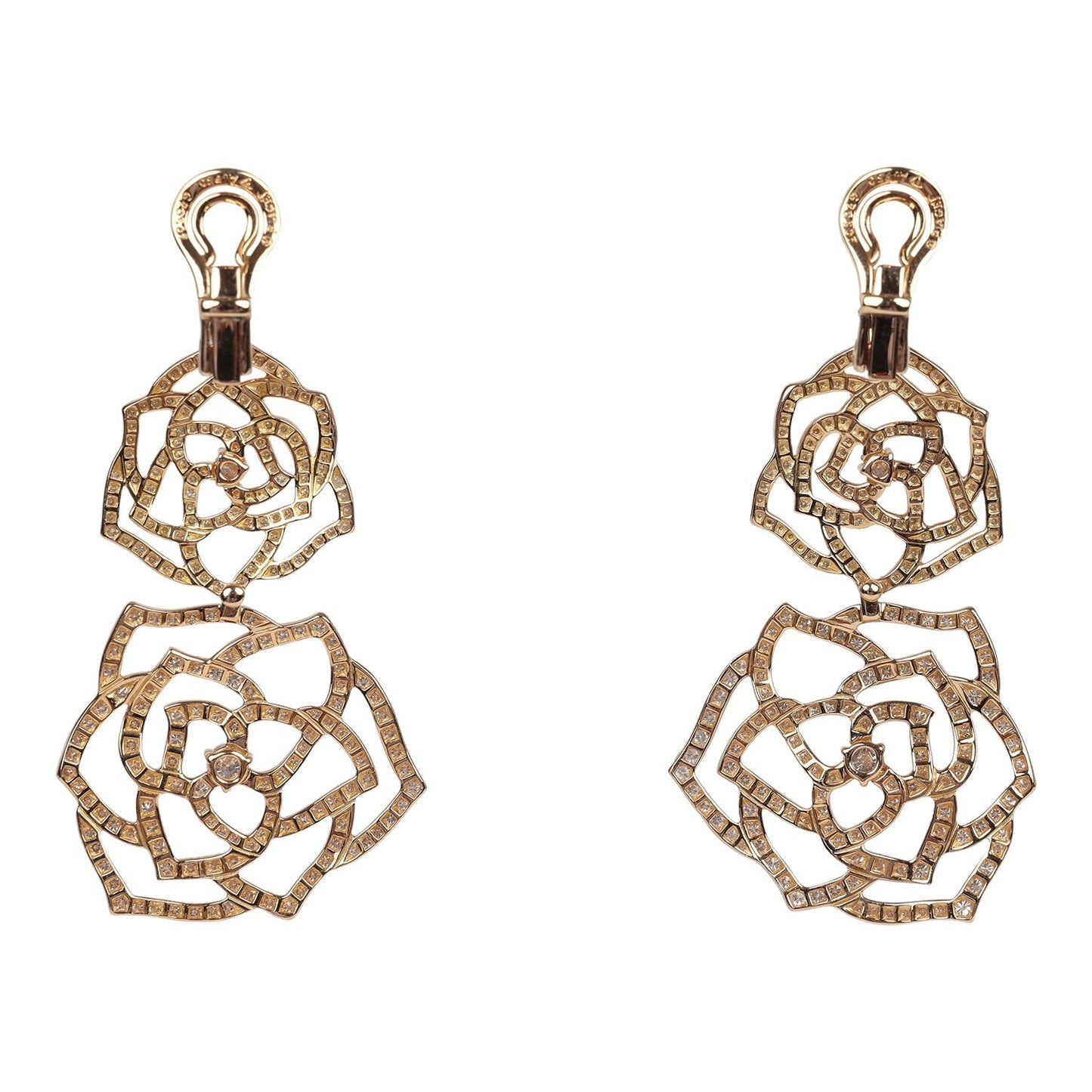 Piaget Rose Dangle Earrings 18k Rose Gold & Diamonds