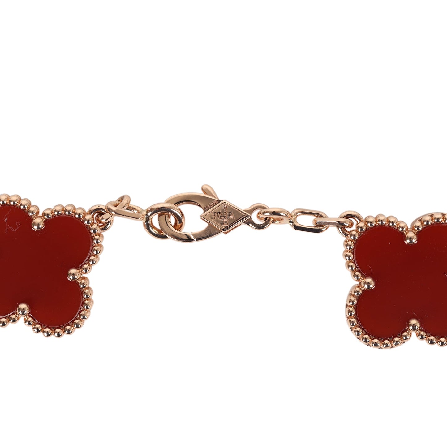 Van Cleef & Arpels Vintage Alhambra 5 Motif Bracelet 18k Rose Gold & Carnelian