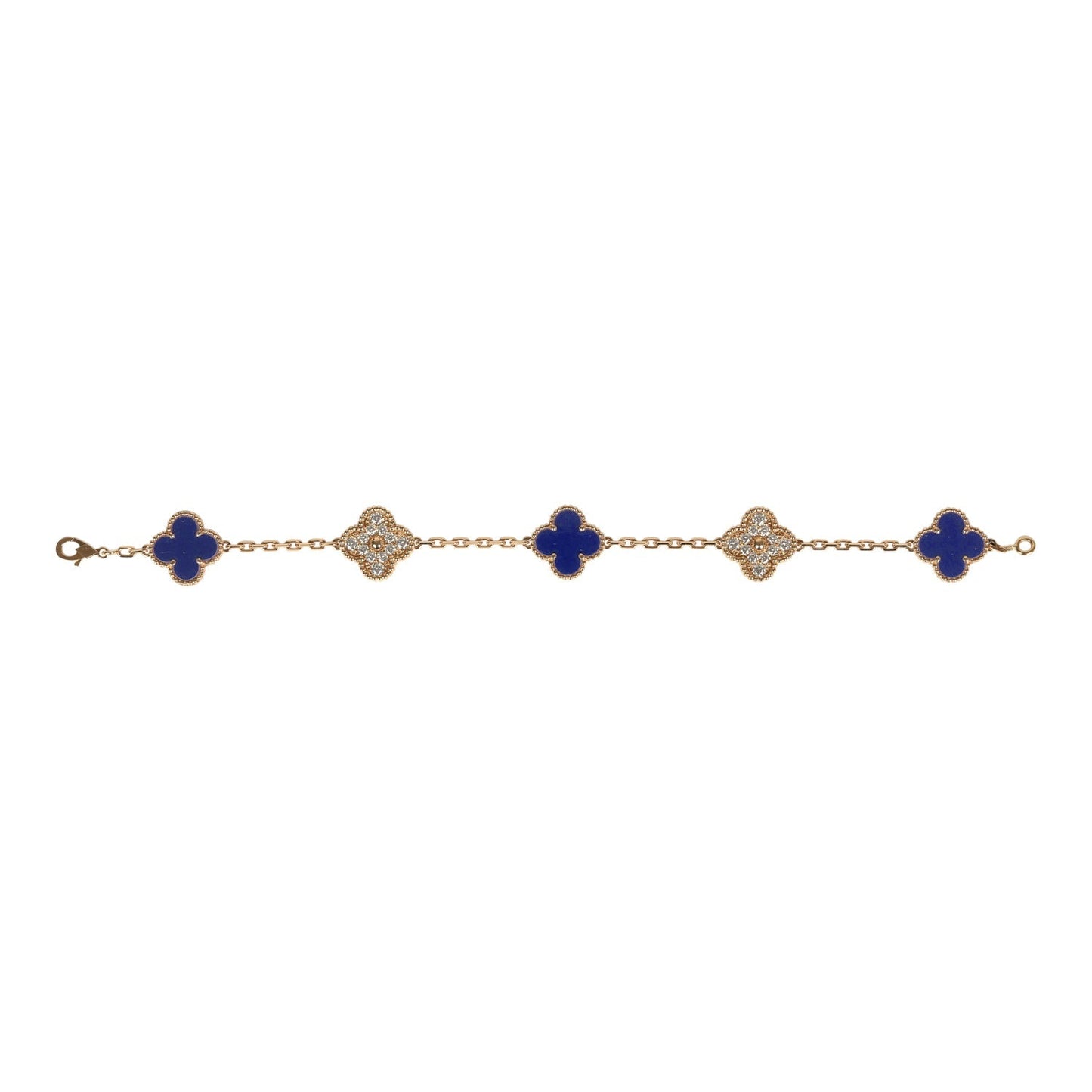 Van Cleef & Arpels Limited Edition "Vendome" Vintage Alhambra Diamond Bracelet and Blue Sevres Porcelain