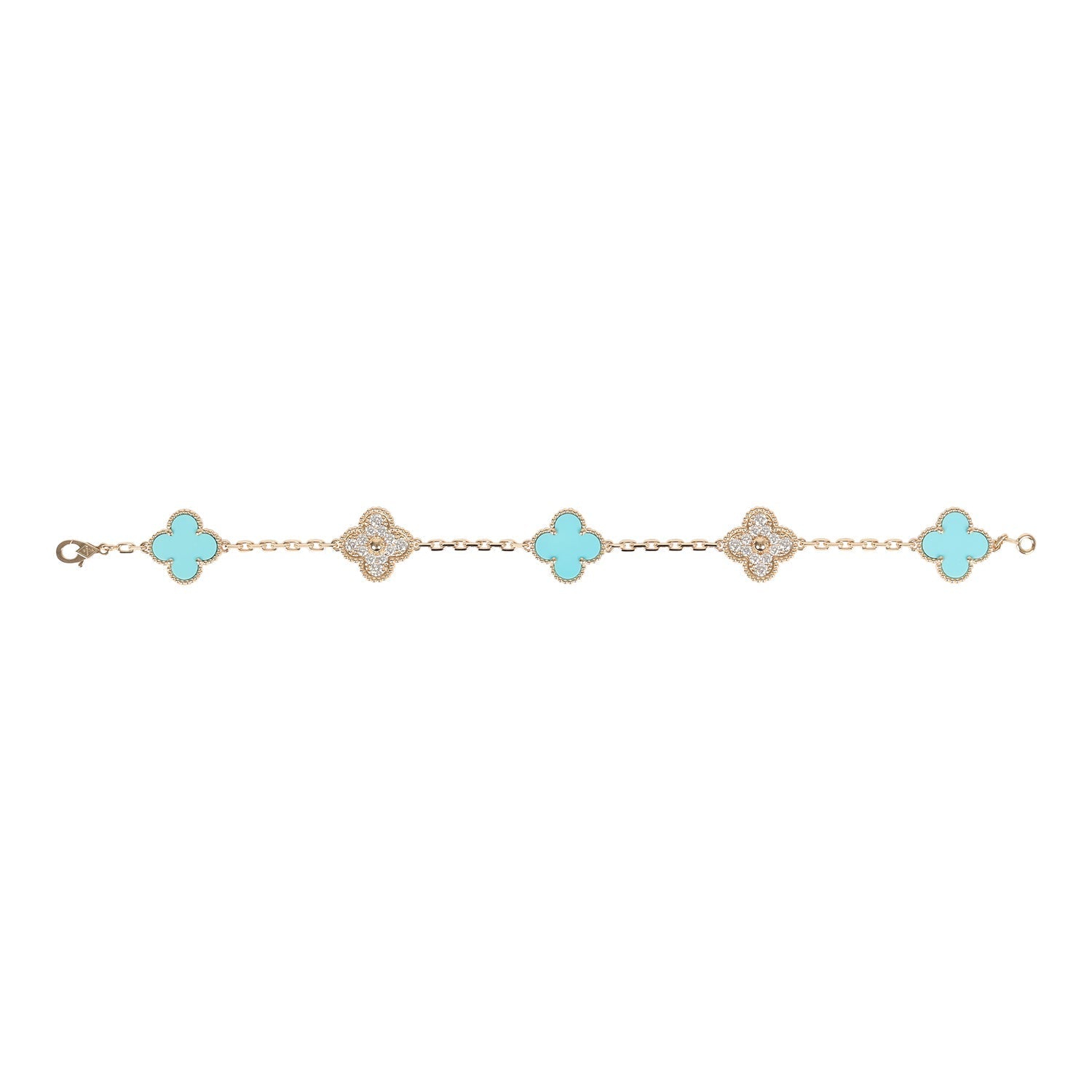 Van Cleef & Arpels Vintage Alhambra Diamond and Turquoise Bracelet - Bob Flawless Skincare 