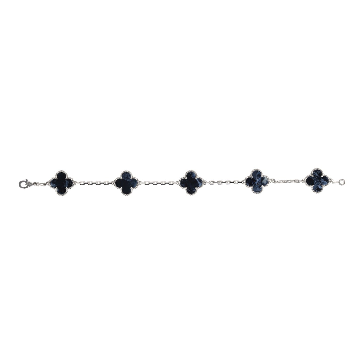 Van Cleef & Arpels Vintage Alhambra 5 Motif Bracelet 18K White Gold & Pietersite - Bob Flawless Skincare 