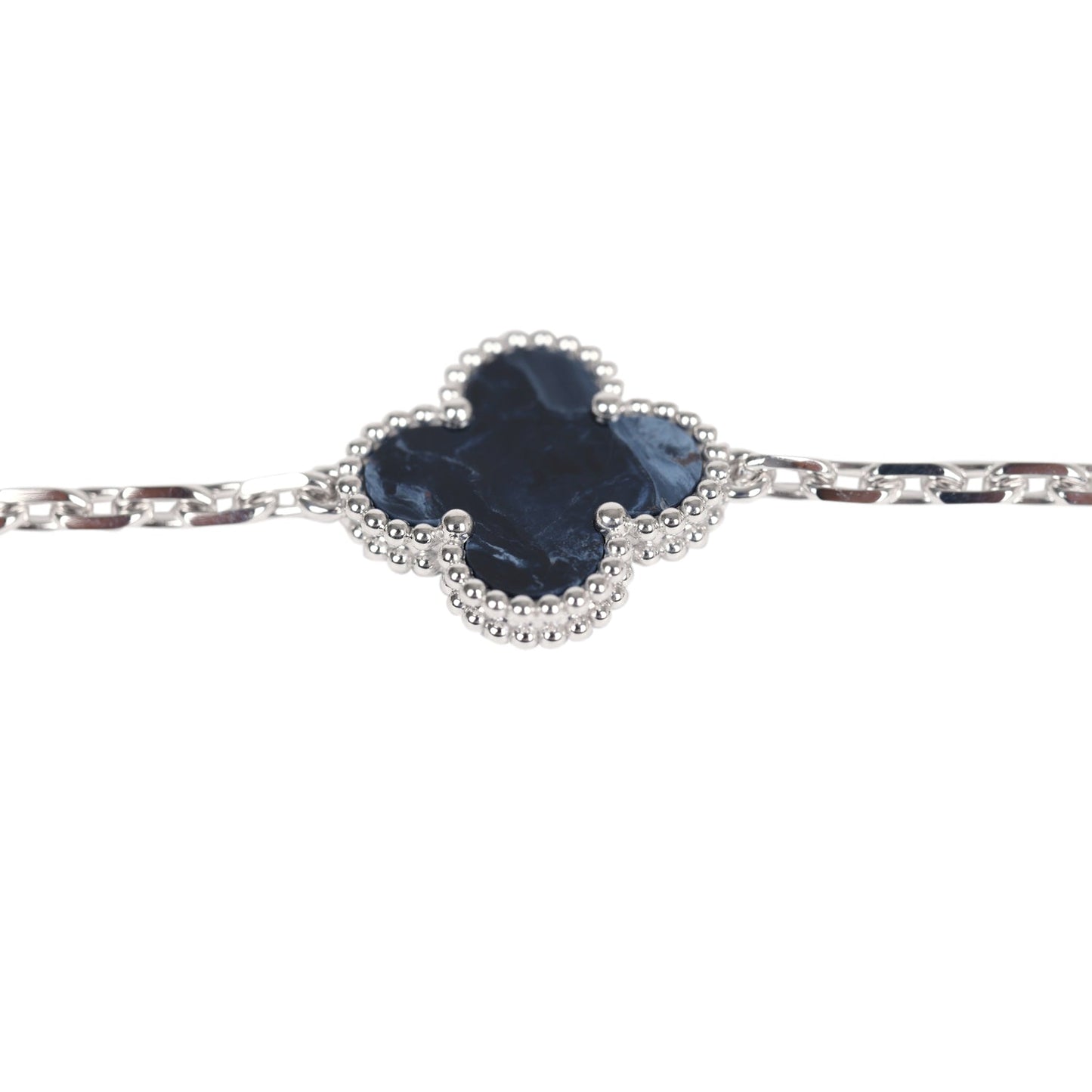 Van Cleef & Arpels Vintage Alhambra 5 Motif Bracelet 18K White Gold & Pietersite - Bob Flawless Skincare 